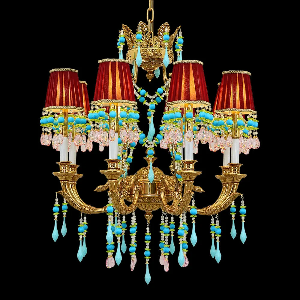 Solférino Brass 8-Light Chandelier II, 28" × 33" H in Antique Brass in antique brass