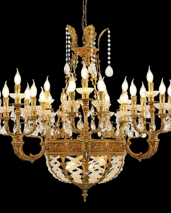 Sorbonne Crystal Chandelier, 39" in antique brass