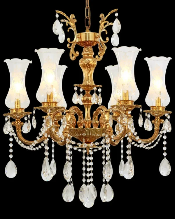 Suffren Crystal Chandelier, 28" in antique brass