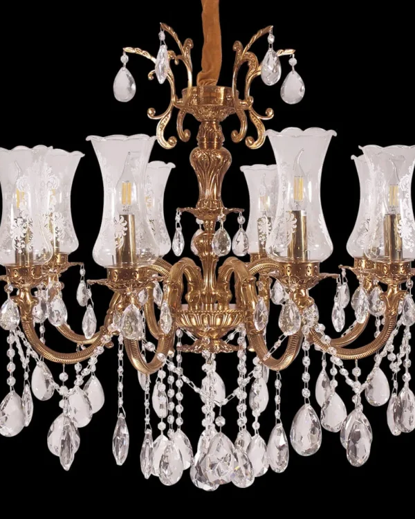 Suffren Crystal Chandelier, 31" in antique brass