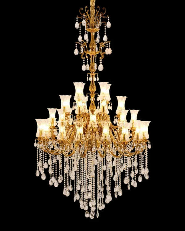 Suffren Crystal Chandelier, 53" in antique brass
