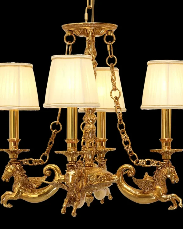 Sèvres Glass Chandelier, 22" in antique brass
