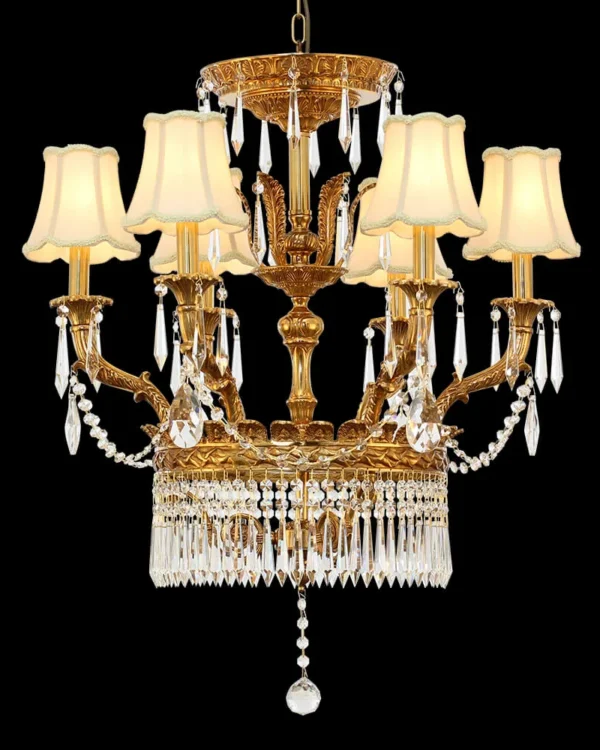 Sèvres Crystal Chandelier, 27" in antique brass