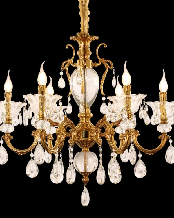 Sèvres Crystal Chandelier, 30" in antique brass
