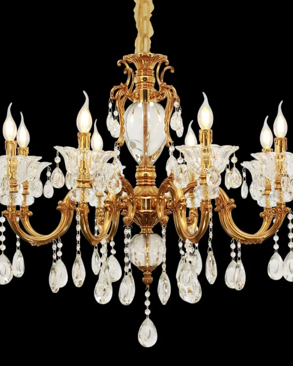 Sèvres Crystal Chandelier, 33" in antique brass