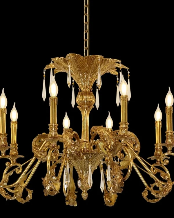 Ségur Crystal Chandelier, 33" in antique brass