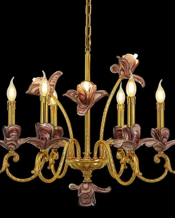Ternes Glass Chandelier, 28" in antique brass