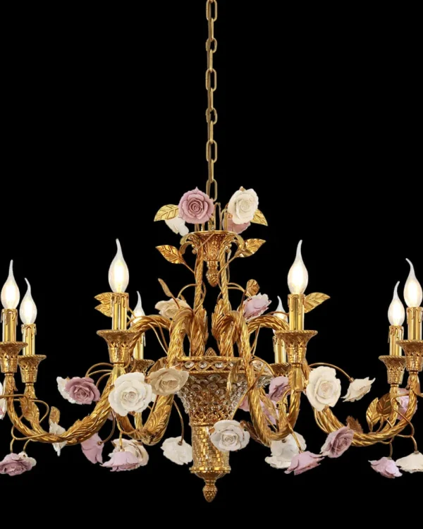Ternes Brass 8-Light Chandelier, 36" in antique brass