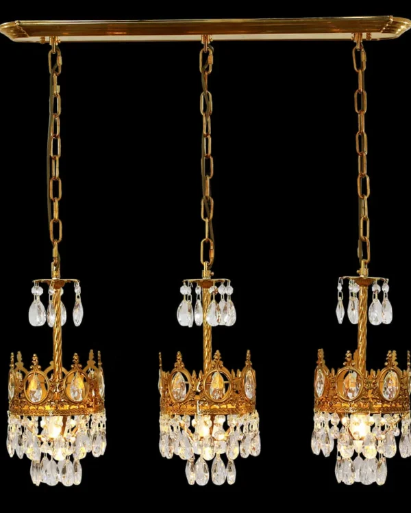 Trianon Crystal Chandelier, 3-Light in antique brass