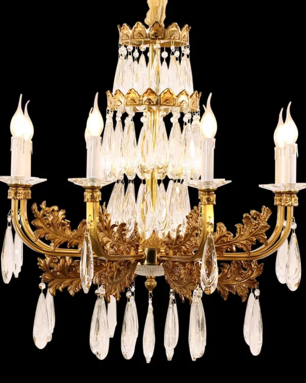 Trocadéro Crystal Chandelier, 28" in antique brass