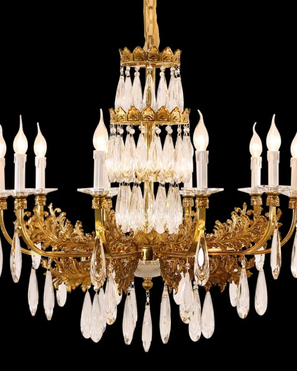 Trocadéro Crystal Chandelier, 33" in antique brass