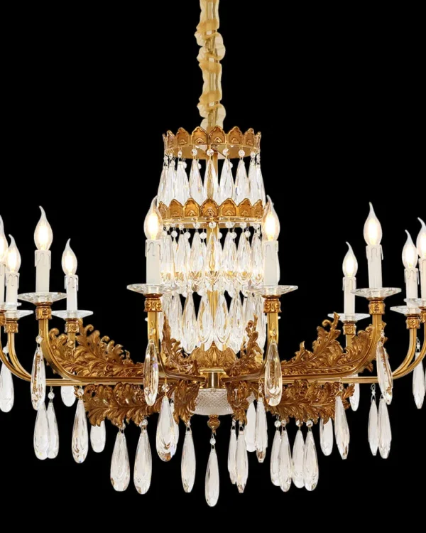 Trocadéro Crystal Chandelier, 39" in antique brass