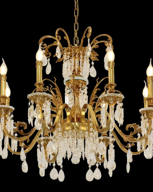 Varenne Crystal Chandelier, 34" in antique brass