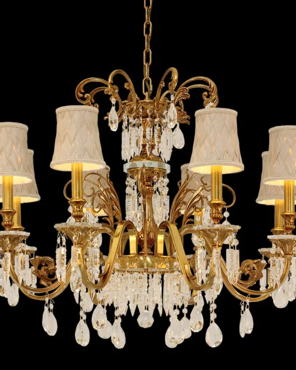 Varenne Crystal Chandelier, 35" in antique brass