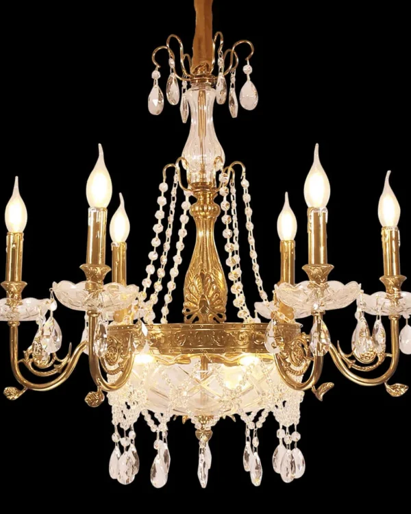 Wagram Crystal Chandelier, 29" in antique brass