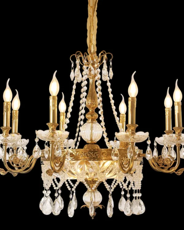 Wagram Crystal Chandelier, 31" in antique brass
