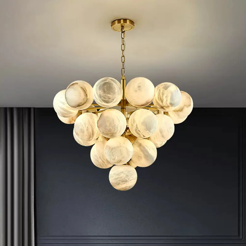 Albe Four-Tier Alabaster Chandelier, 25-Light