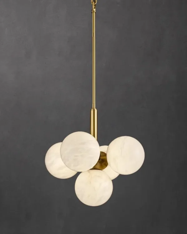 Albe Globe Alabaster Chandelier, 5-Light