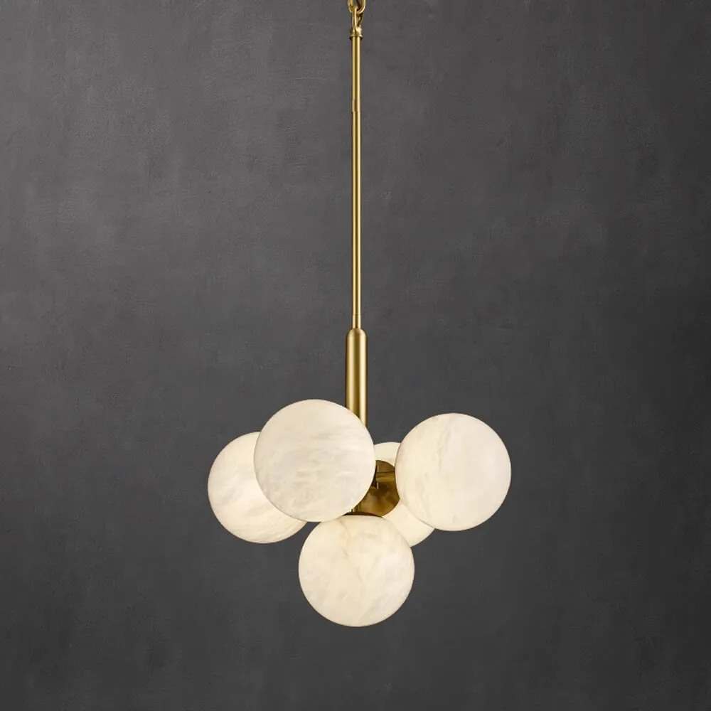 Albe Globe Alabaster Chandelier, 5-Light
