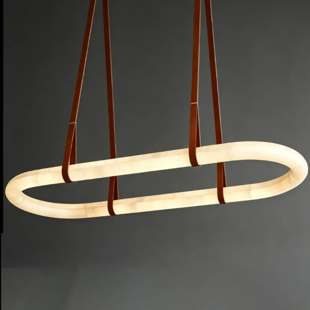 Aube Linear Alabaster Chandelier, 24-Light