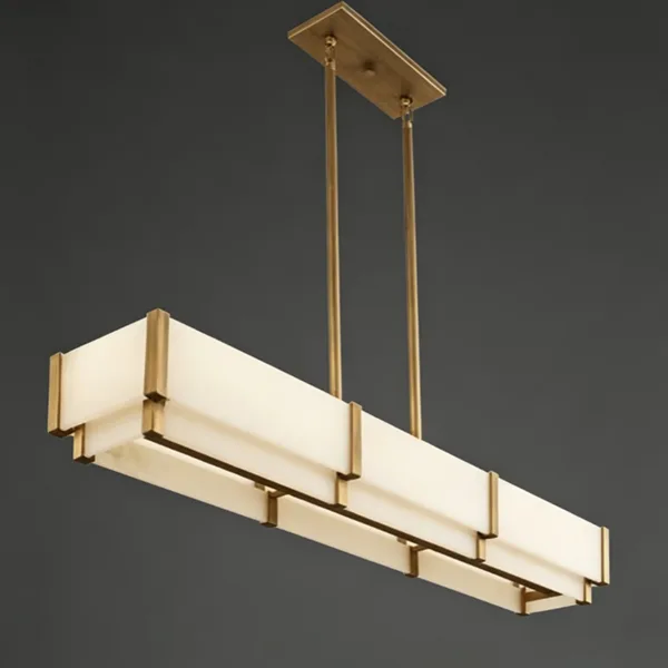 Aurore Linear Alabaster Chandelier, 5-Light