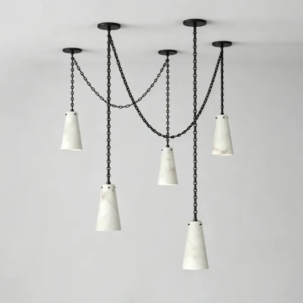 Brume Alabaster Chandelier, 5-Light