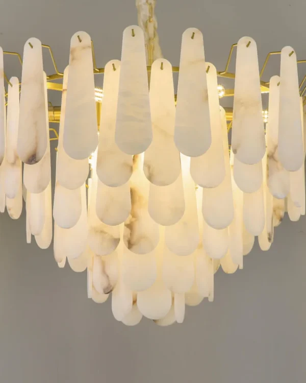 Calcite Round Alabaster Chandelier, 16-Light