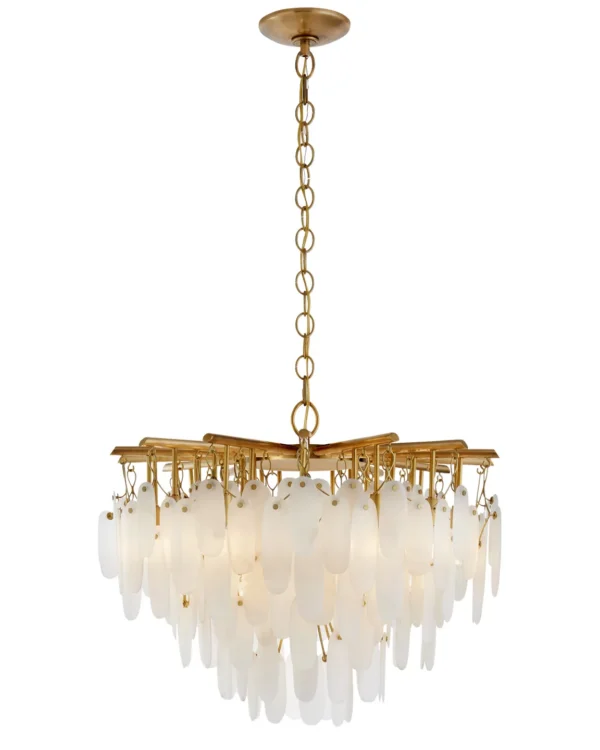 Doré Cascade Alabaster Chandelier, 31" in antique brass