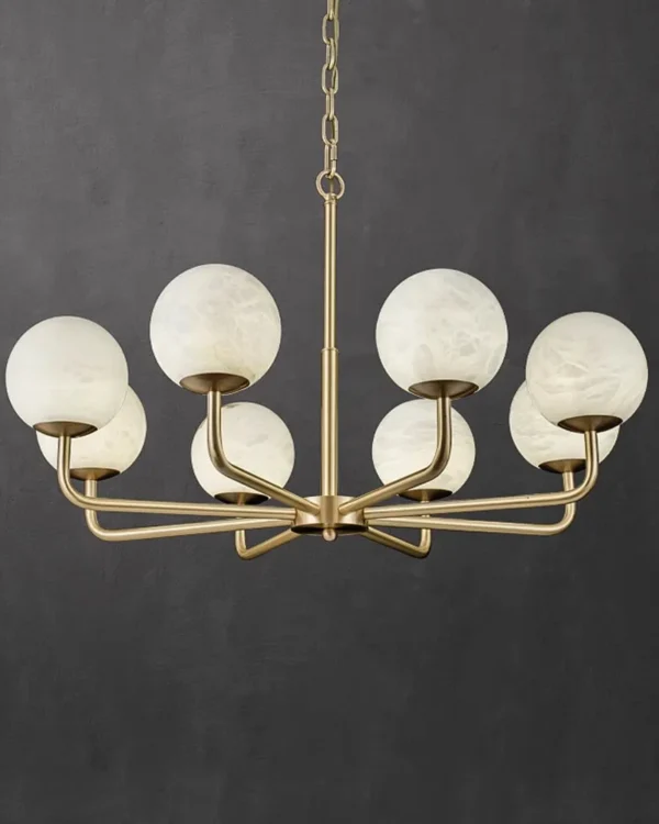 Falaise Globe Alabaster Chandelier, 8-Light