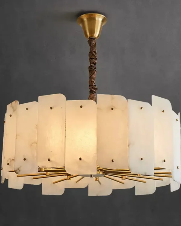 Ivoire Round Alabaster Chandelier, 10-Light