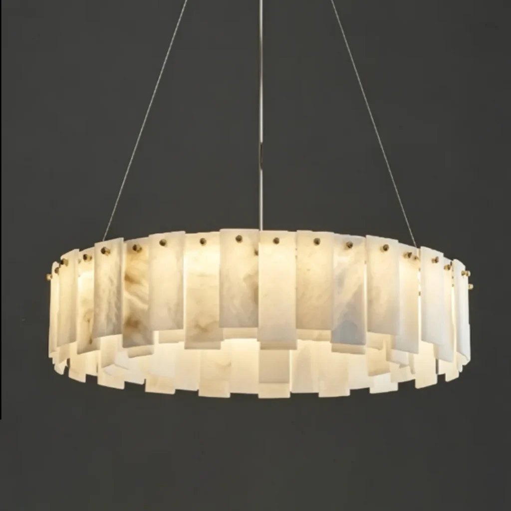 Luna Ring Alabaster Chandelier, 10-Light