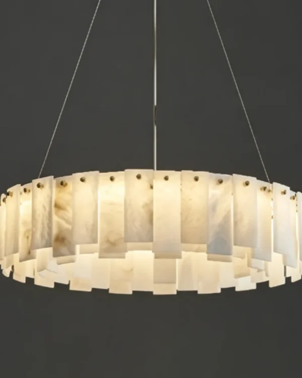 Luna Ring Alabaster Chandelier, 10-Light