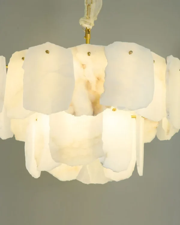 Lune Two-Tier Alabaster Chandelier, 9-Light
