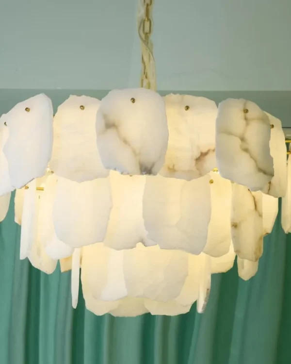 Lune Three-Tier Alabaster Chandelier, 16-Light