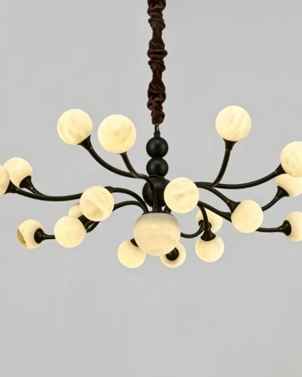 Lune Globe Alabaster Chandelier, 24-Light