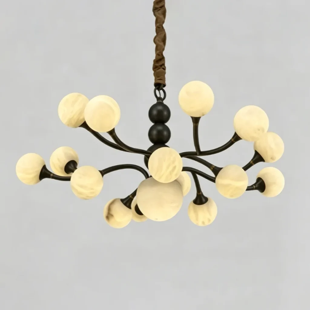Lune Globe Alabaster Chandelier, 16-Light