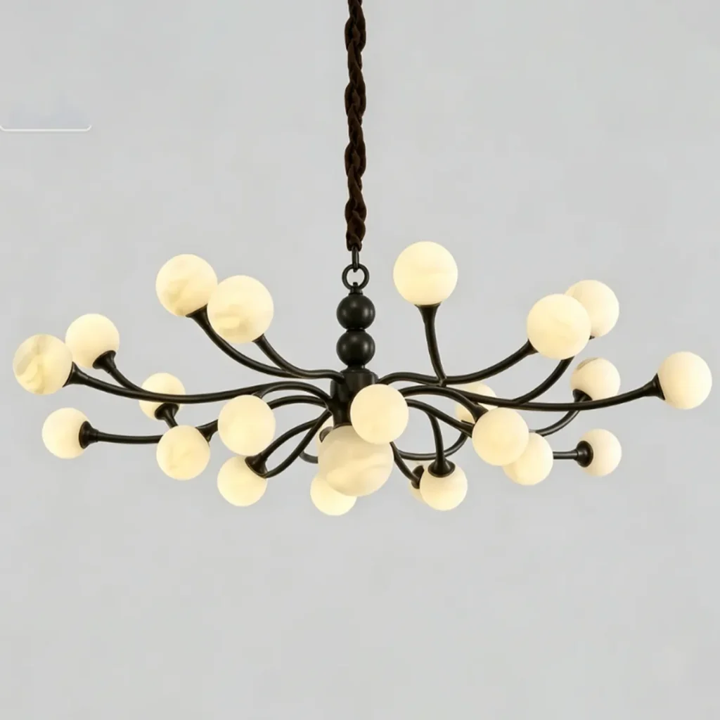 Lune Globe Alabaster Chandelier, 19-Light