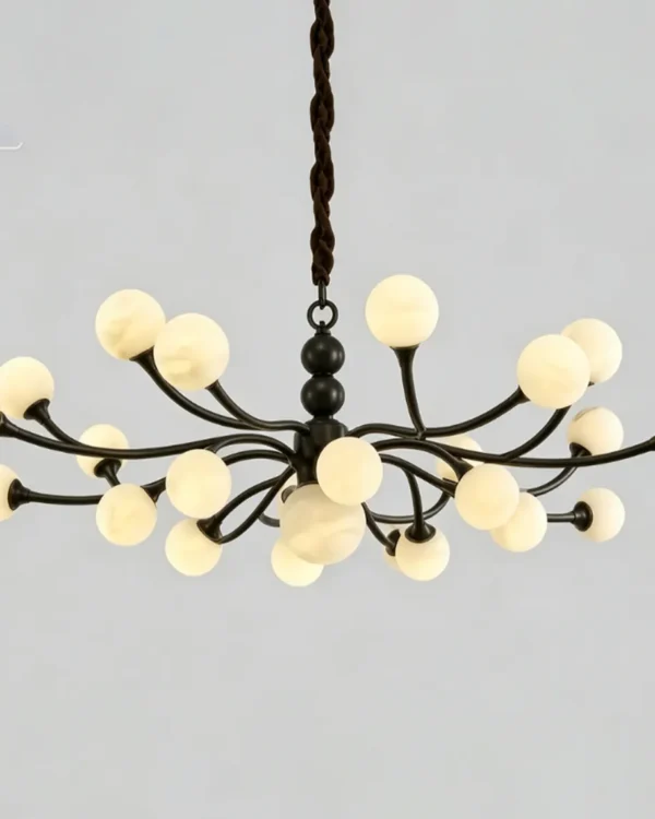 Lune Globe Alabaster Chandelier, 19-Light