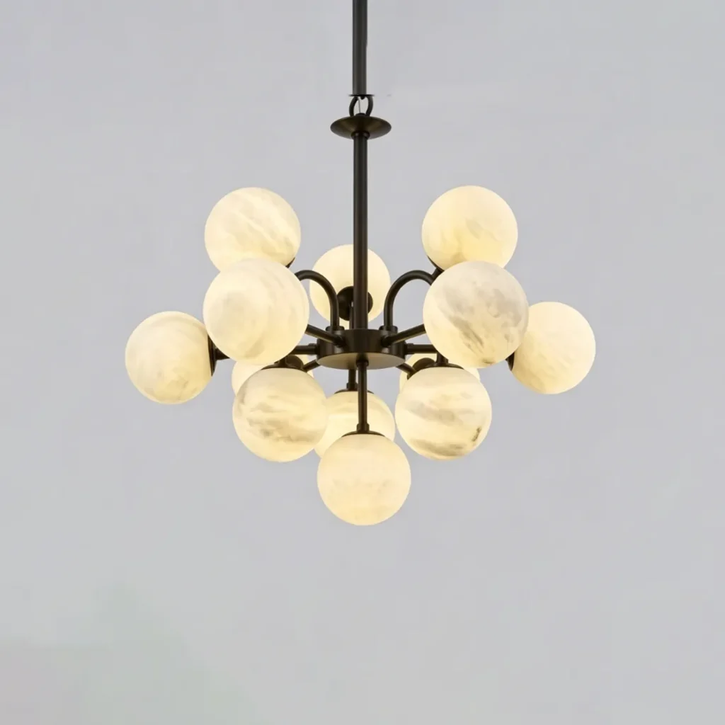 Lune Globe Alabaster Chandelier, 13-Light