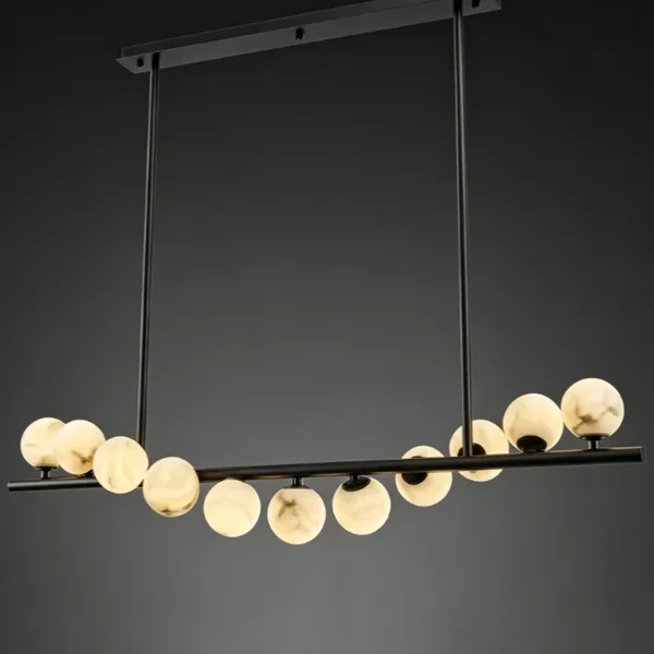 Lune Globe Alabaster Chandelier, 11-Light