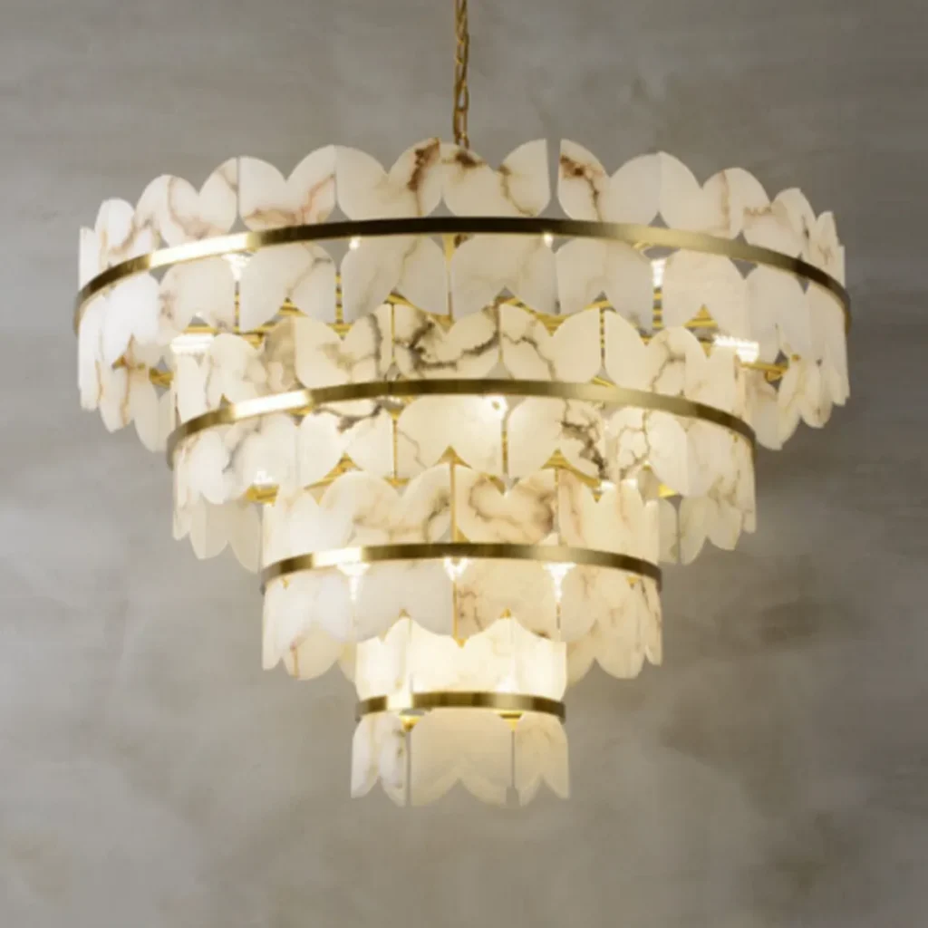 Marbre Four-Tier Alabaster Chandelier, 21-Light
