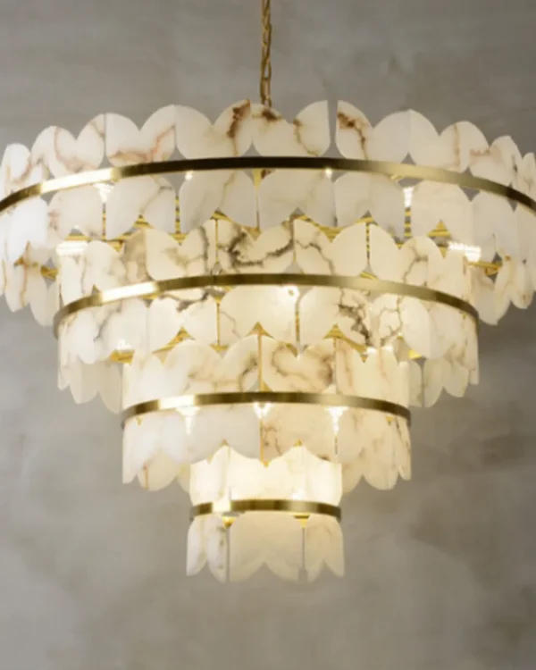 Marbre Four-Tier Alabaster Chandelier, 21-Light