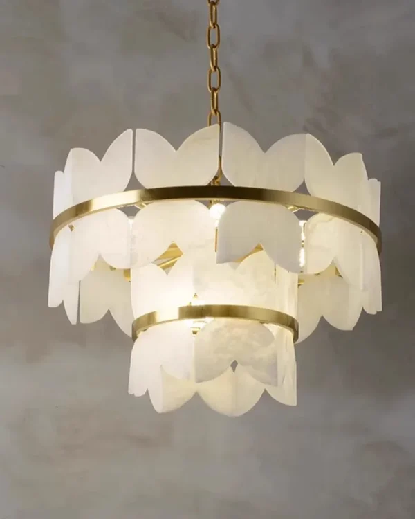 Marbre Two-Tier Alabaster Chandelier, 9-Light