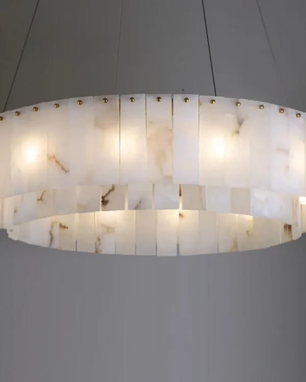 Nacre Round Alabaster Chandelier, 8-Light