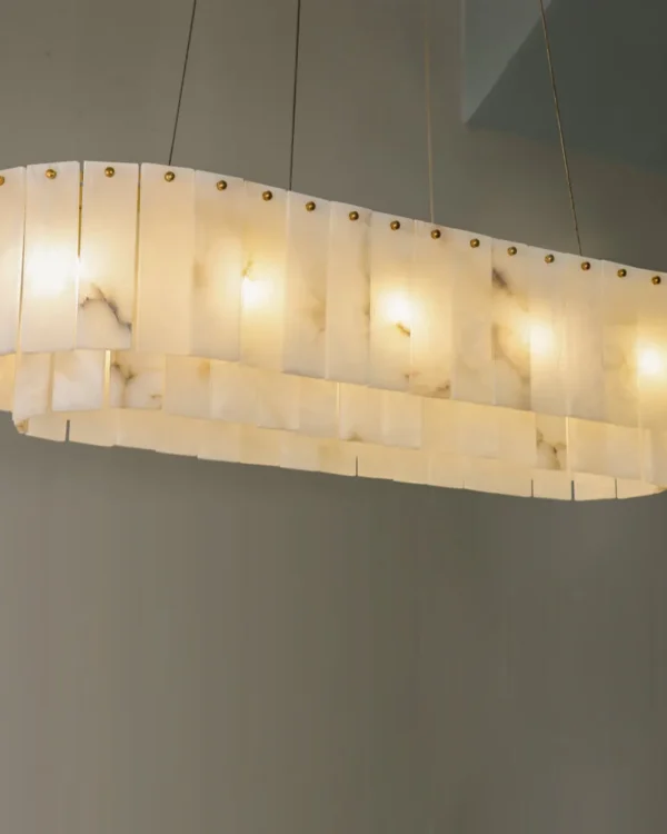 Nacre Linear Alabaster Chandelier, 14"