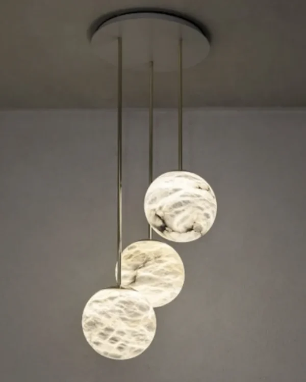Nacre Round Alabaster Chandelier, 17"
