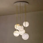 Nacre Round Alabaster Chandelier, 24"