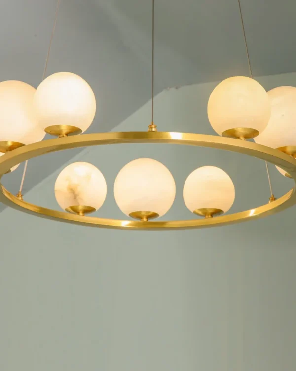 Neige Globe Alabaster Chandelier, 9-Light
