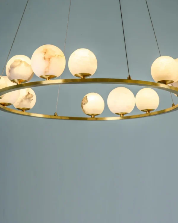Neige Globe Alabaster Chandelier, 12-Light