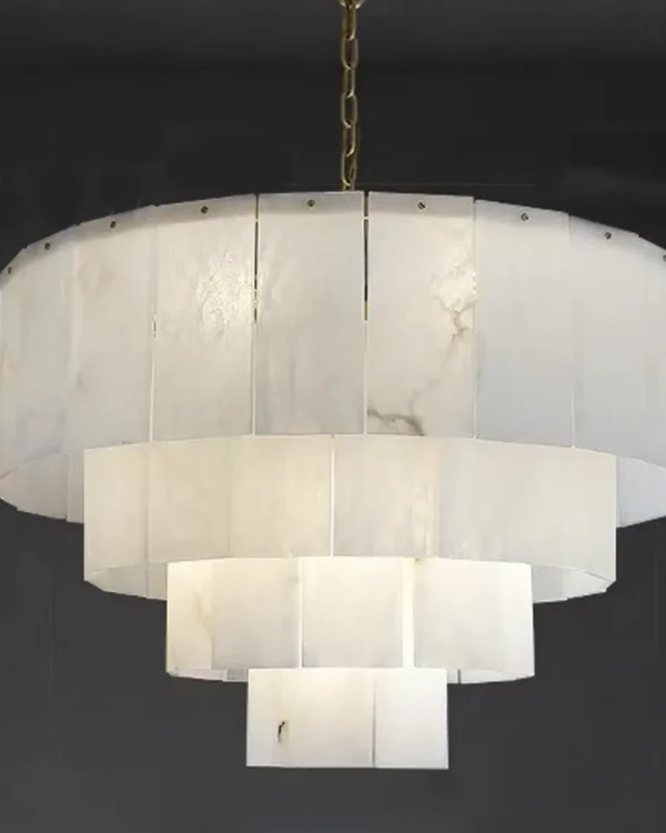 Opale Round Alabaster Chandelier, 14-Light